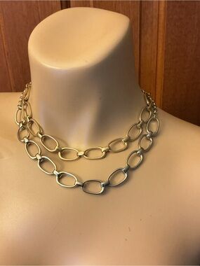 One Gold tone link chain  and silver tone  link Chain Necklace